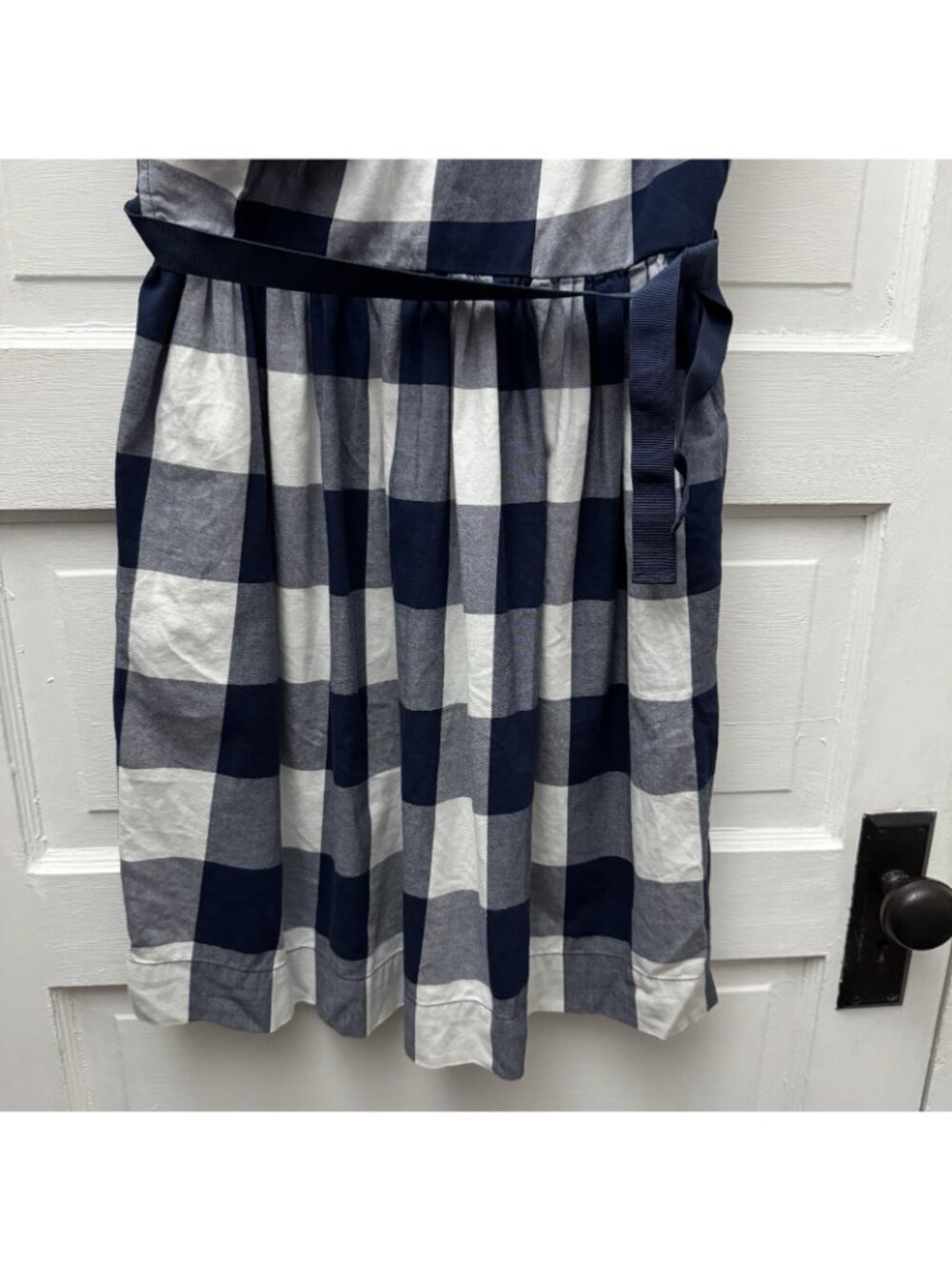 Tommy Hilfiger Dress Womens 2 Blue White Buffalo Check Wrap Tie Cotton - Picture 4 of 9